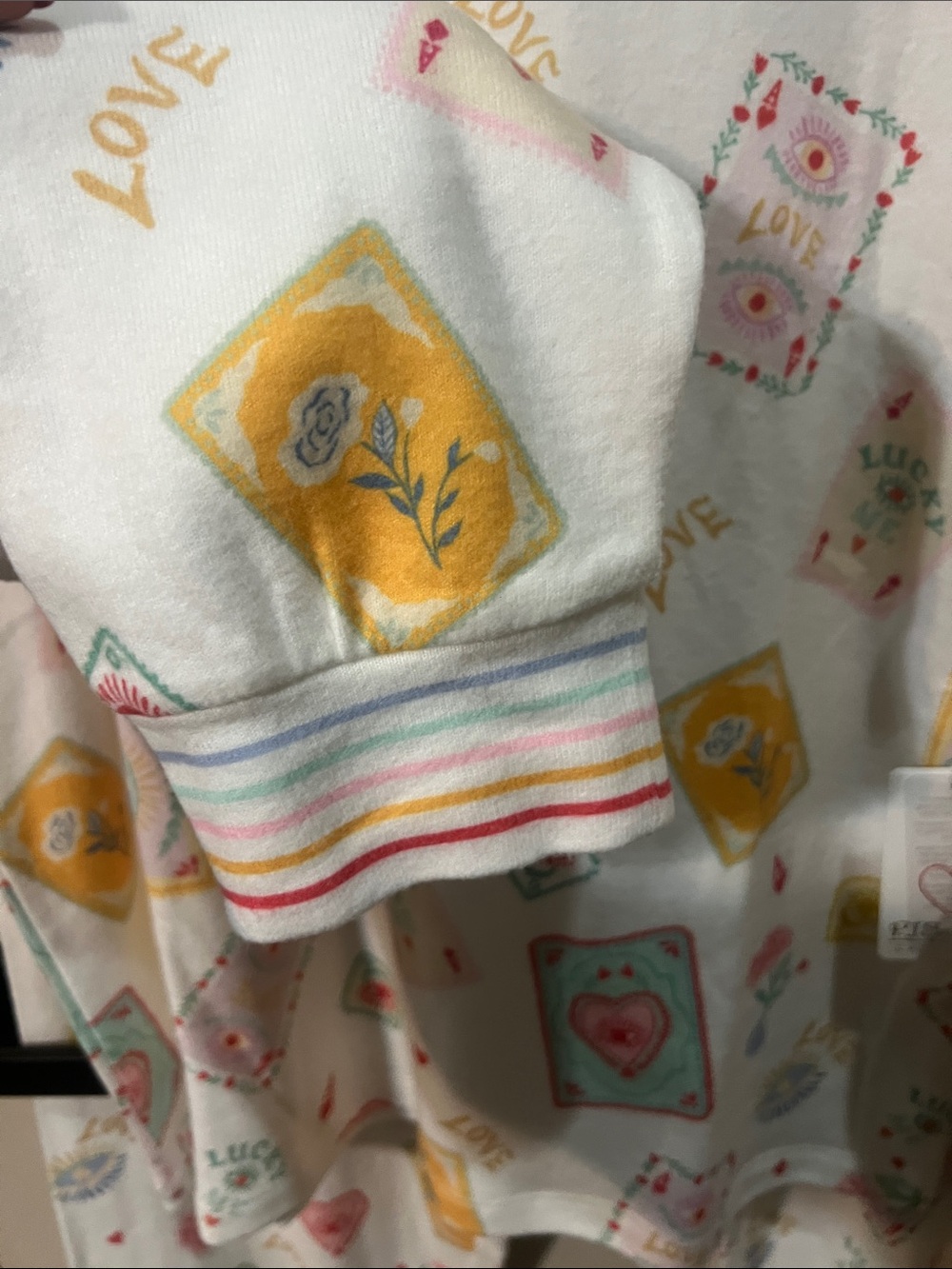 PJ Salvage White Pajama Set with Pink, Yellow & Mint Tarot Prints - Picture 5 of 10